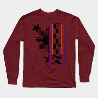 Filipina with faded sun and stars Long Sleeve T-Shirt